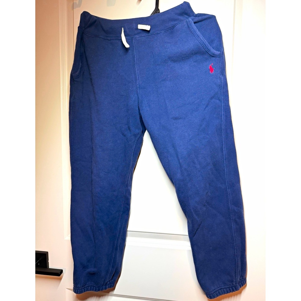 Polo Ralph Lauren Boys Blue Fleece Sweatpants Joggers Drawstring M (10-12)